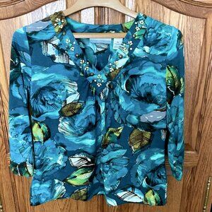 Alfred Dunner Beaded V-Neck Blouse